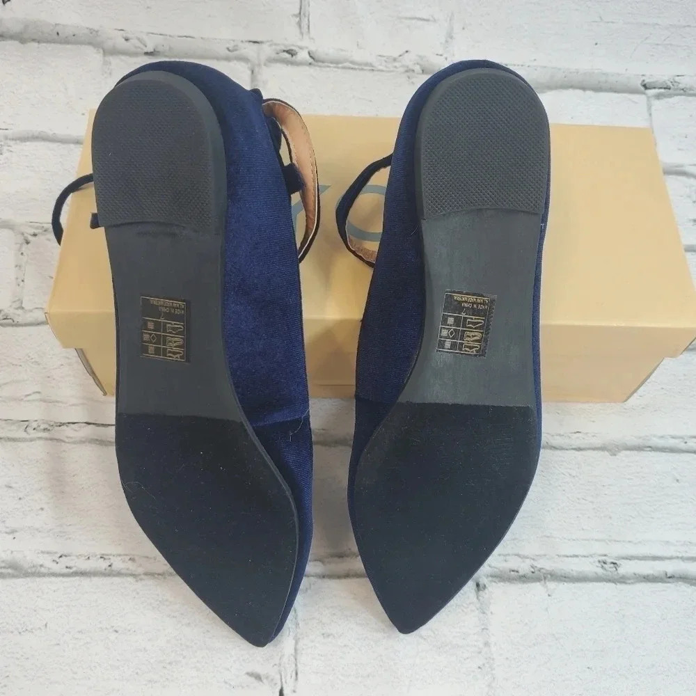 YOKI URBAN 80 Navy Blue Velour Gladiator Laces Flats NWT - Picture 12 of 12